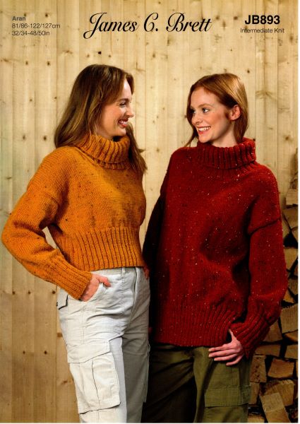 Knitting Pattern - James C Brett JB893 - Rustic Aran Tweed - Sweater